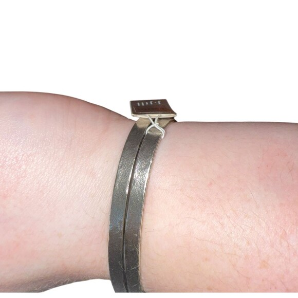 J. Jill Metal Cuff Bracelet Silver Tone Textured Rustic Minimalist Boho Classic - Picture 9 of 11